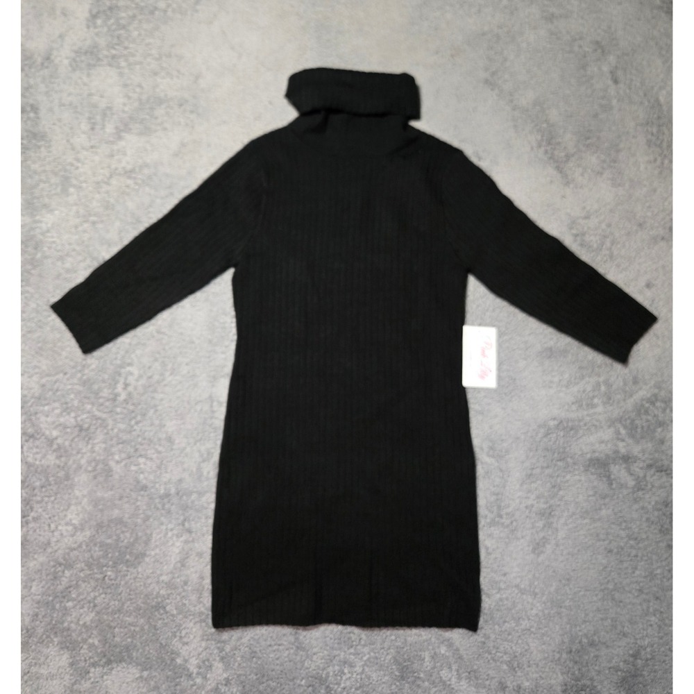 Pink Lily Boutique Black Ribbed Knit Turtleneck Sweater Dress Women's Size M NWT
